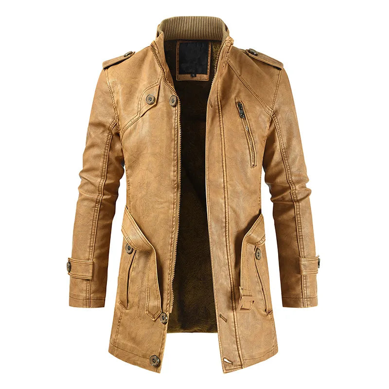 Vintage Premium Leather Long Coat