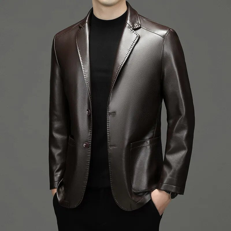 Men's Leather Business Coat