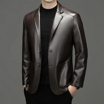 Men's Leather Business Coat