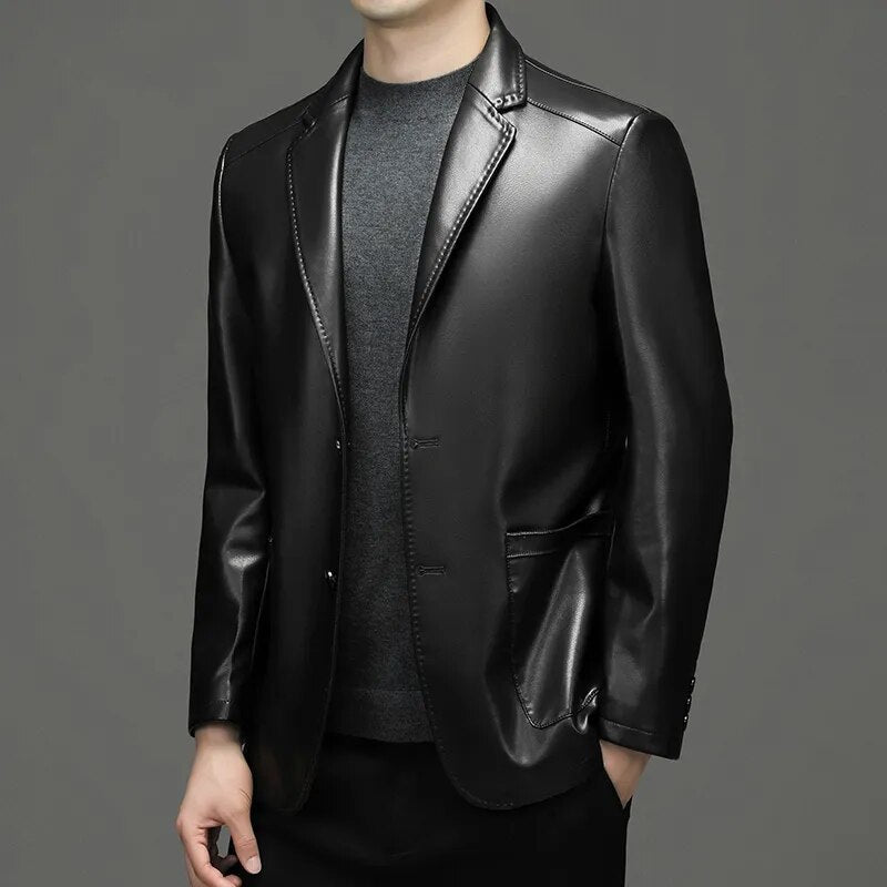 Men's Leather Business Coat