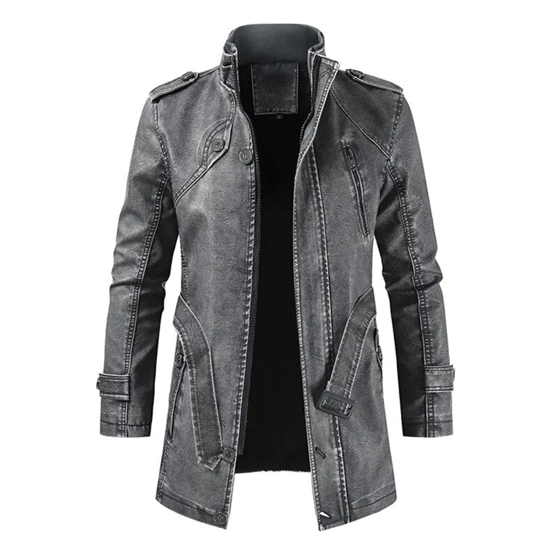 Vintage Premium Leather Long Coat