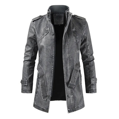 Vintage Premium Leather Long Coat