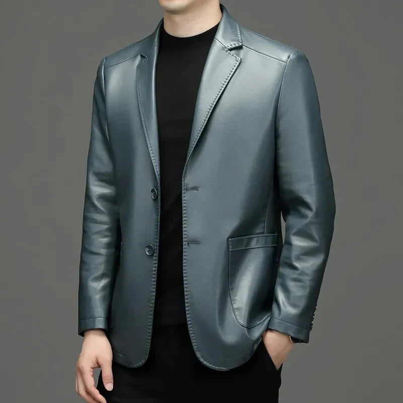 Men's Leather Business Coat